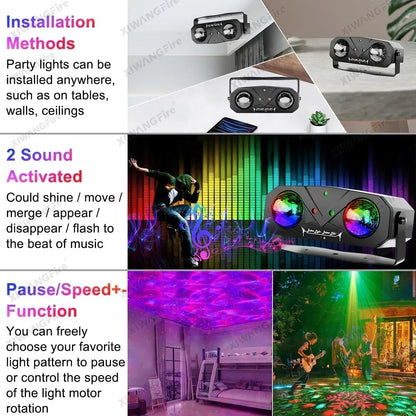 Luz de fiesta, bola de discoteca, luz de DJ, luz de discoteca, luz del océano, luz de estrellas, proyector, luz de baile, sonido activado con control remoto