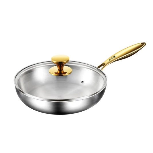 Sartén universal de acero inoxidable 316 sin revestimiento para el hogar, con tapa, wok antiadherente, para cocina de inducción