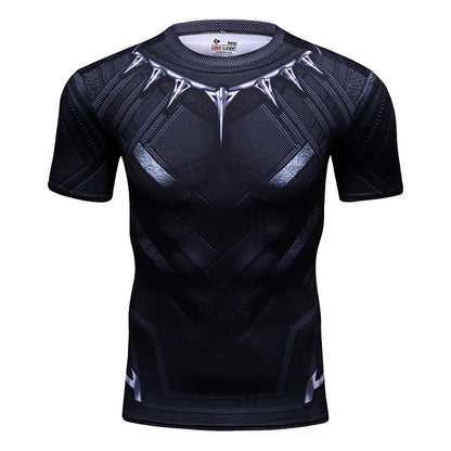 Ropa deportiva Marvel, camiseta de compresión de manga corta para hombre, para entrenamiento, deportes atléticos, fitness, gimnasio, running.