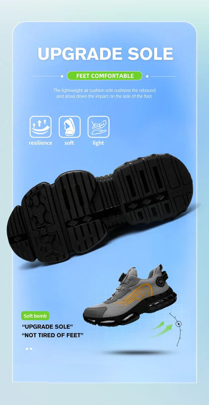 Summer Work Safety Protection Shoes Air Cushion Breathable Safety Shoes Anti-stabbing -smash Lightweight Sports Shoes For Men
