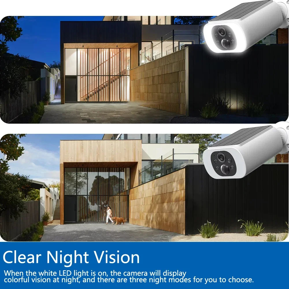 Cámara solar inalámbrica Tuya de 5 MP con wifi, alimentada por batería, para exteriores, 2K, IP66, con sensor PIR, para videovigilancia y seguridad tipo bala.