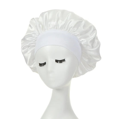 Gorro de dormir para mujer, gorro de seda satinado de doble capa, ajustable, para ducha, para cabello rizado, accesorios de peinado.