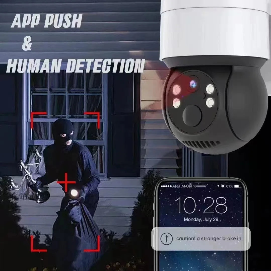 Cámara de vigilancia solar para exteriores con detección humana, visión nocturna, webcam inteligente, resistente al agua, inalámbrica, wifi, seguridad, cámara PTZ ICSEE