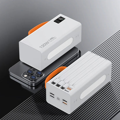 ONEPLUS - Cargador portátil de alta capacidad de 500.000 mAh y 120 W, 4 en 1, con cables y carga rápida para iPhone y Samsung.