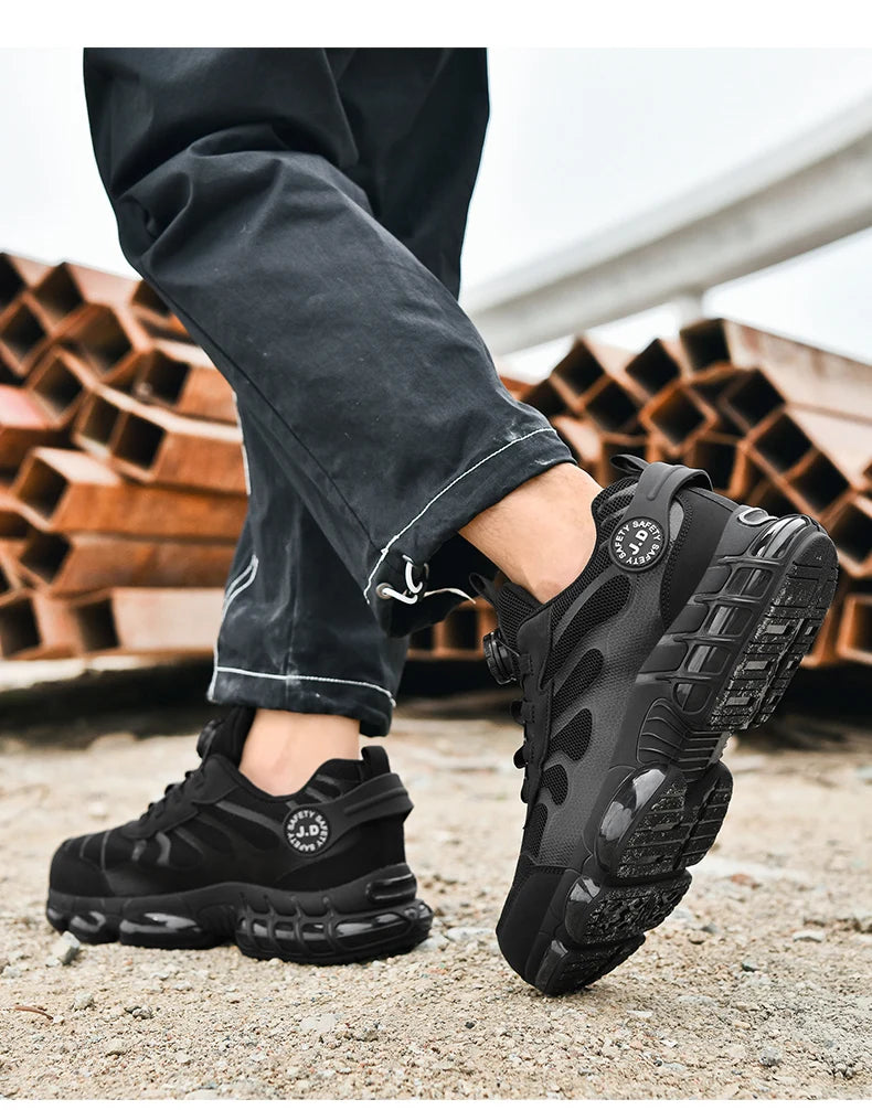 Zapatos de seguridad con puntera de acero LARNMERN para hombre y mujer, anchos, ligeros, cómodos, tipo tenis, de trabajo, coloridos.