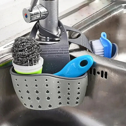Cesta de drenaje para almacenamiento en el hogar, soporte para fregadero de cocina, estante ajustable para esponja y jabón, cesta de drenaje colgante, bolsa, accesorios de cocina
