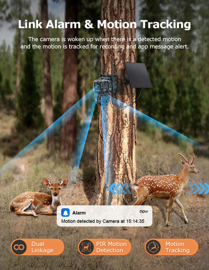 Cámara de seguridad solar inalámbrica LS VISION de 12 MP, 4G, zoom 15x, para exteriores, con doble pantalla, WiFi, detección humana PIR y sistema CCTV UBox.