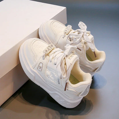 Zapatos para niños, zapatillas de correr antideslizantes, suela suave, cómodas, informales, planas, blancas