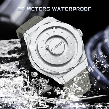 FOXBOX Reloj de negocios de lujo para hombre, resistente al agua hasta 30 m, diseño personalizado, correa de acero inoxidable, reloj de cuarzo para hombre, regalo de moda