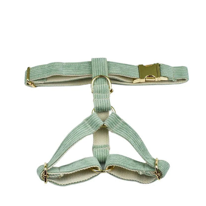Collar y correa de pana verde claro para perros. Placa de identificación grabada personalizada. Suministros para mascotas. Correa para perros. Corduroy03