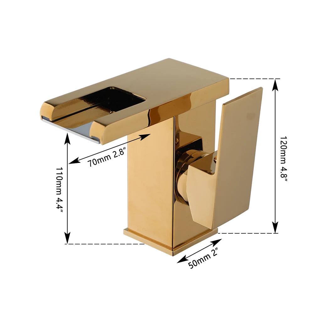 Grifo de baño YANKSMART con luz LED, para lavabo, montaje sobre encimera, monomando, con grifo mezclador tipo cascada.