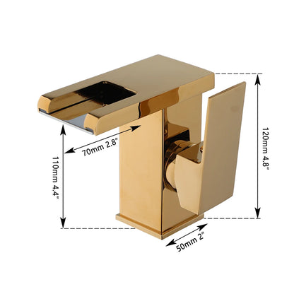 Grifo de baño YANKSMART con luz LED, para lavabo, montaje sobre encimera, monomando, con grifo mezclador tipo cascada.