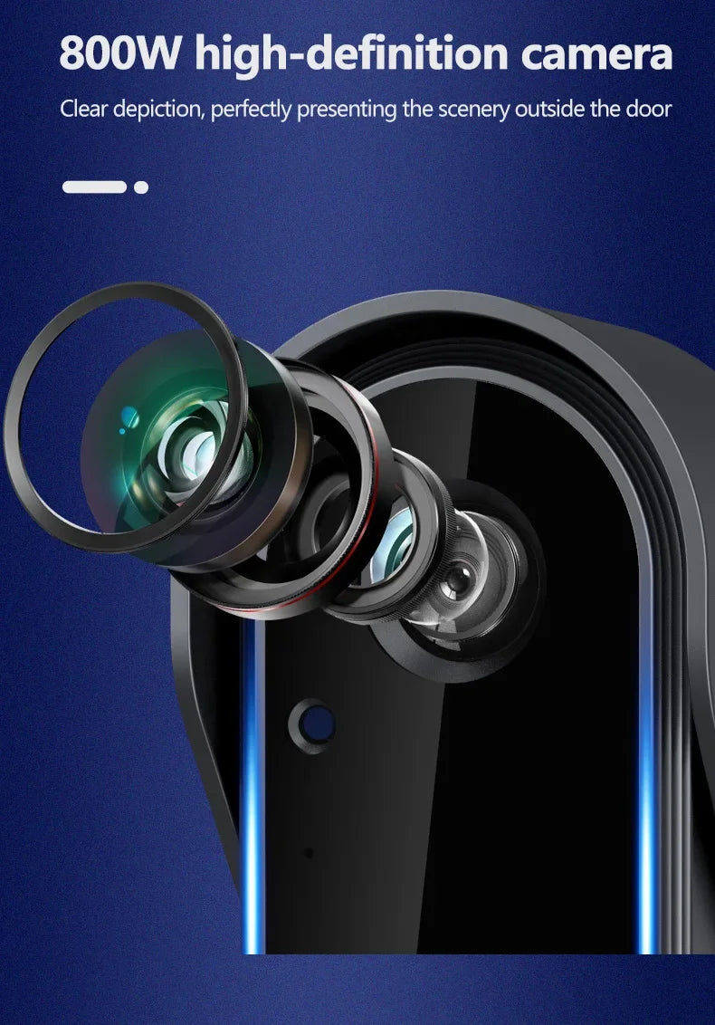 Timbre con videoportero inalámbrico, visión nocturna HD, pantalla IPS de 4,3 pulgadas, resistente al agua, cámara de timbre con vídeo para seguridad inteligente del hogar.