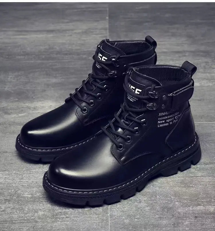 Botas de hombre de piel suave con forro interior, informales, para otoño e invierno, de alta calidad, versátiles, cómodas y que combinan con todo.