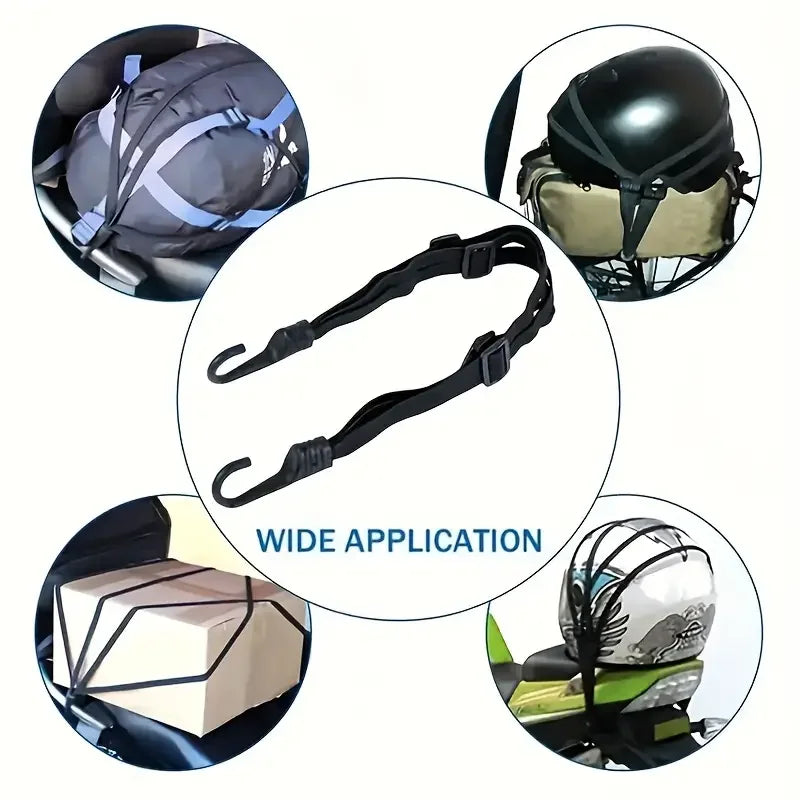 Maleta elástica para motocicleta con gancho de seguridad, malla versátil para casco, duradera y elegante para viajes diarios.