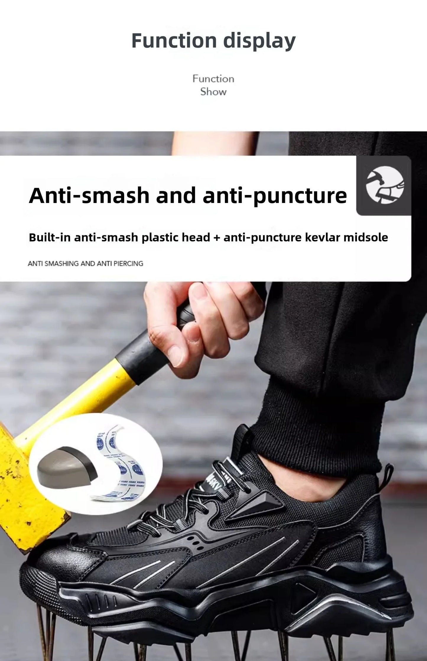 Safety Shoes Lightweight Breathable Steel Toe Anti Smash Puncture Proof Kevlar Soft Sole Insulated Work Sneakers for Men Women