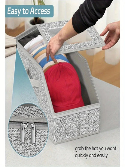Organizador de armario que ahorra espacio, estructura de tela resistente, contenedor para apilar sombreros, estante, almacenamiento debajo de la cama, organización y almacenamiento de armarios