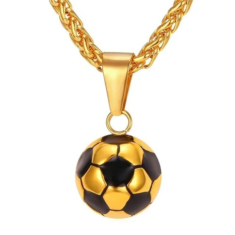 Collar deportivo de fútbol con cadena de acero inoxidable, regalo para hombre.