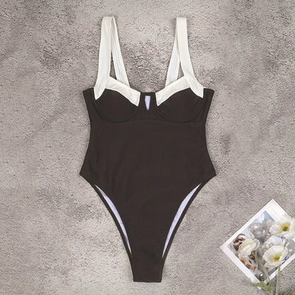 Traje de baño de una pieza para mujer, transpirable, con curvas, modesto, con cuello en V, control de abdomen, para ocio y entretenimiento.