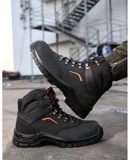 Zapatos de trabajo de cuero antiestáticos, de protección laboral, antiaplastamiento, antipinchazos, antideslizantes, antipolvo y resistentes al desgaste para hombre.