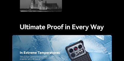 Smartphone resistente IIIF150 Raptor 5G con Android 14, pantalla AMOLED de 6,78" y 120 Hz, 16 GB de RAM + 512 GB de almacenamiento, cámara de 50 MP, batería de 10000 mAh y 65 W.