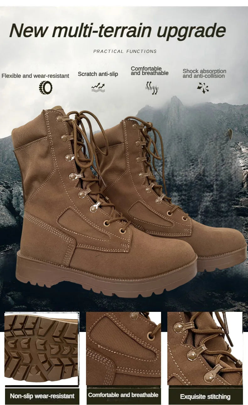 Botas tácticas de cuero para hombre, de nueva marca, para senderismo y actividades al aire libre. Botas transpirables hasta el tobillo.