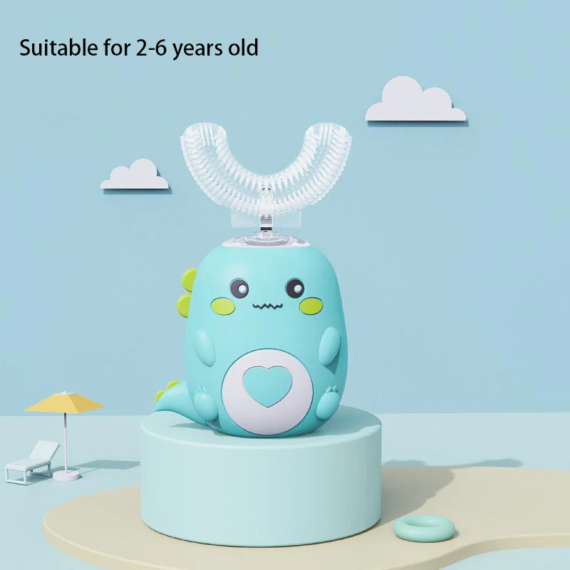 Cepillo de dientes eléctrico en forma de U para niños, 360 grados, inteligente, de silicona, recargable, automático, sónico.