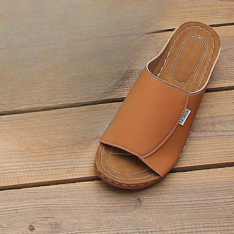 Sandalias de cuña informales para mujer, con punta abierta, ligeras y cómodas, para playa, uso diario, talla grande, verano 2025