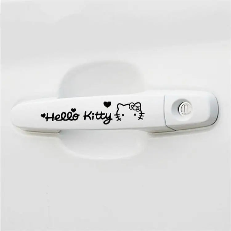 4 pegatinas para manija de puerta de coche con dibujos de Hello Kitty, resistentes a arañazos, decorativas, accesorios para coche.