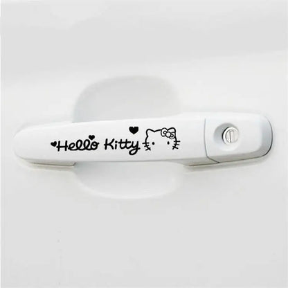 4 pegatinas para manija de puerta de coche con dibujos de Hello Kitty, resistentes a arañazos, decorativas, accesorios para coche.
