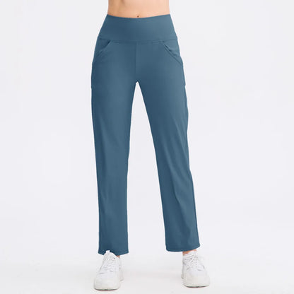 Pantalones deportivos para mujer, estilo casual, para yoga, holgados, de talle alto, elásticos, para entrenamiento físico, rectos, para correr, Yu02334