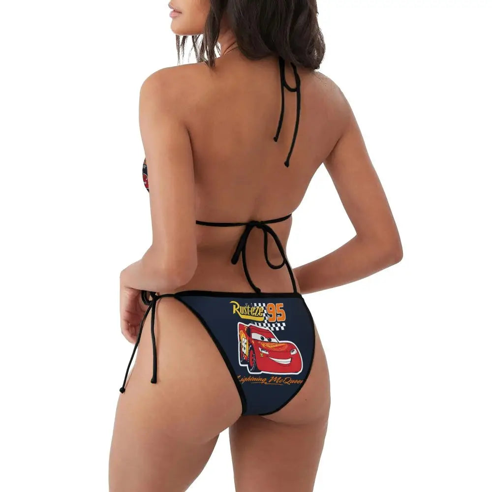 Conjunto de bikini personalizado de Rayo McQueen, traje de baño de dos piezas, bikinis de coches para mujer, conjuntos de bikini triangulares sexys para mujer, traje de baño
