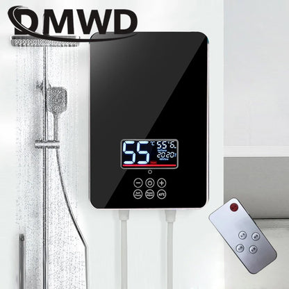 Calentador de agua eléctrico instantáneo DMWD con control remoto para baño y cocina, sin tanque, para ducha con grifo y pantalla LED de temperatura