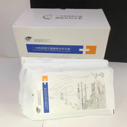 Guantes quirúrgicos desechables de látex, 10 o 20 pares, para hospitales, clínicas, cirugías, procesamiento de alimentos, laboratorios, guantes médicos de goma estériles.