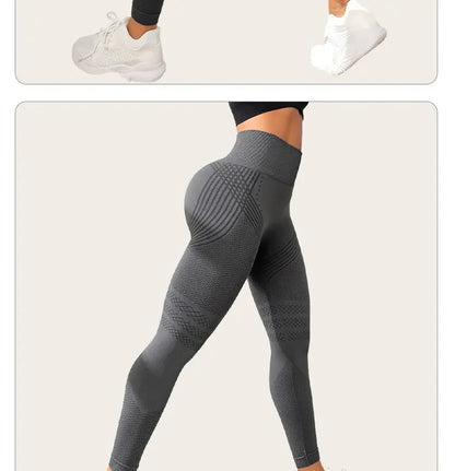 Pantalones de yoga de punto sin costuras de cintura alta para mujer, pantalones ajustados de fitness, pantalones deportivos de nueve puntos para correr, pantalones de gimnasio, realce de glúteos.
