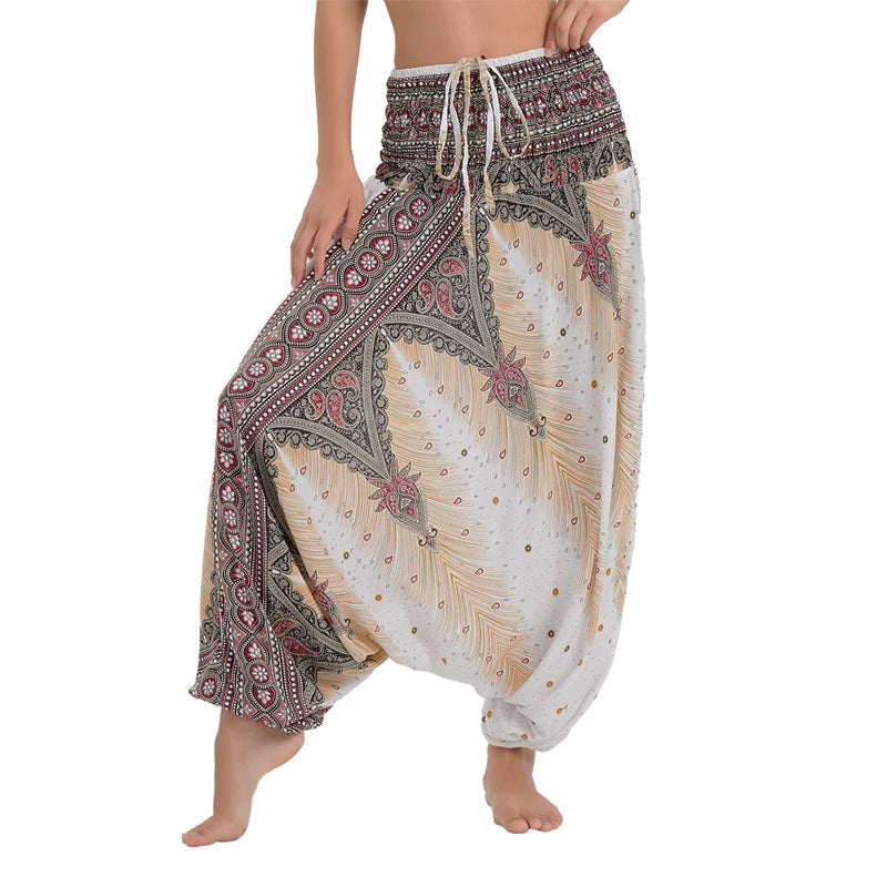 Bohemian Pants Women Pantalones Mujer Hippie High Waist Rayon Harem Baggy Boho Yoga Beach Wear Pour Femme Calca Feminina Printed