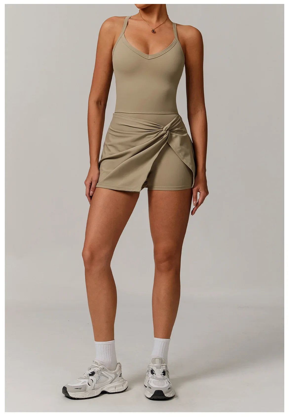 Falda de una pieza para mujer, de verano, segura, para yoga, tenis, gimnasio, golf, correr, deportes, fitness, con almohadillas para el pecho, antideslumbrante, para baile.