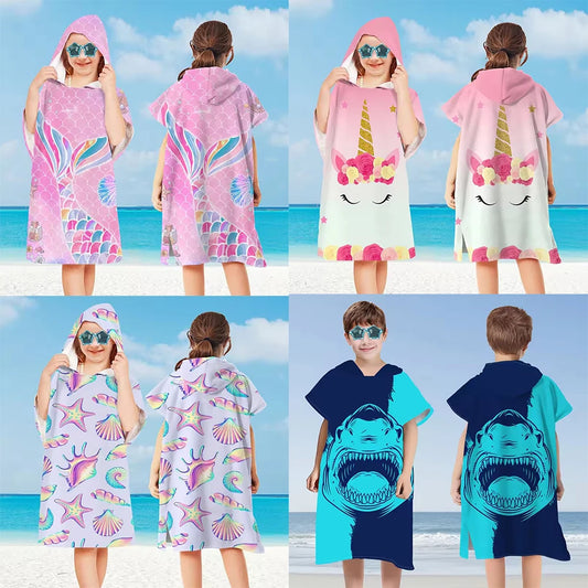 Accesorios para bebés, bata de baño con dibujos animados para niños, capa con capucha, toalla de playa, bata de baño con dibujos animados para bebés y niños.