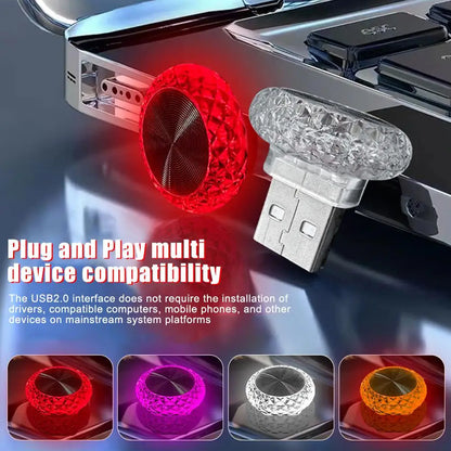 Luces ambientales USB para coche, mini lámparas LED portátiles de ambiente, luces decorativas interiores para coche y ordenador, iluminación ambiental