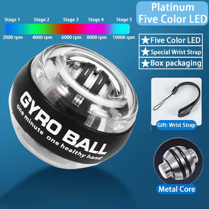 Pelota de entrenamiento de muñeca Powerball con LED, fortalecedor de muñeca, giroscopio de autoarranque para antebrazos, para fortalecer los músculos.