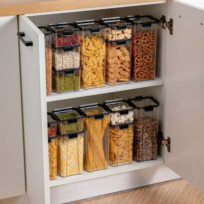 Juego de contenedores de alimentos para mascotas, caja de almacenamiento de 460-1800 ml, transparente, apilable, para cocina, seco, para espaguetis y fideos, recipientes sellados.