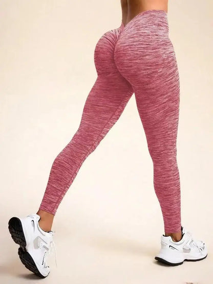 Leggings de nailon para gimnasio, yoga, espalda en V, efecto push-up en glúteos, ciclismo, fitness, ropa deportiva para entrenamiento.