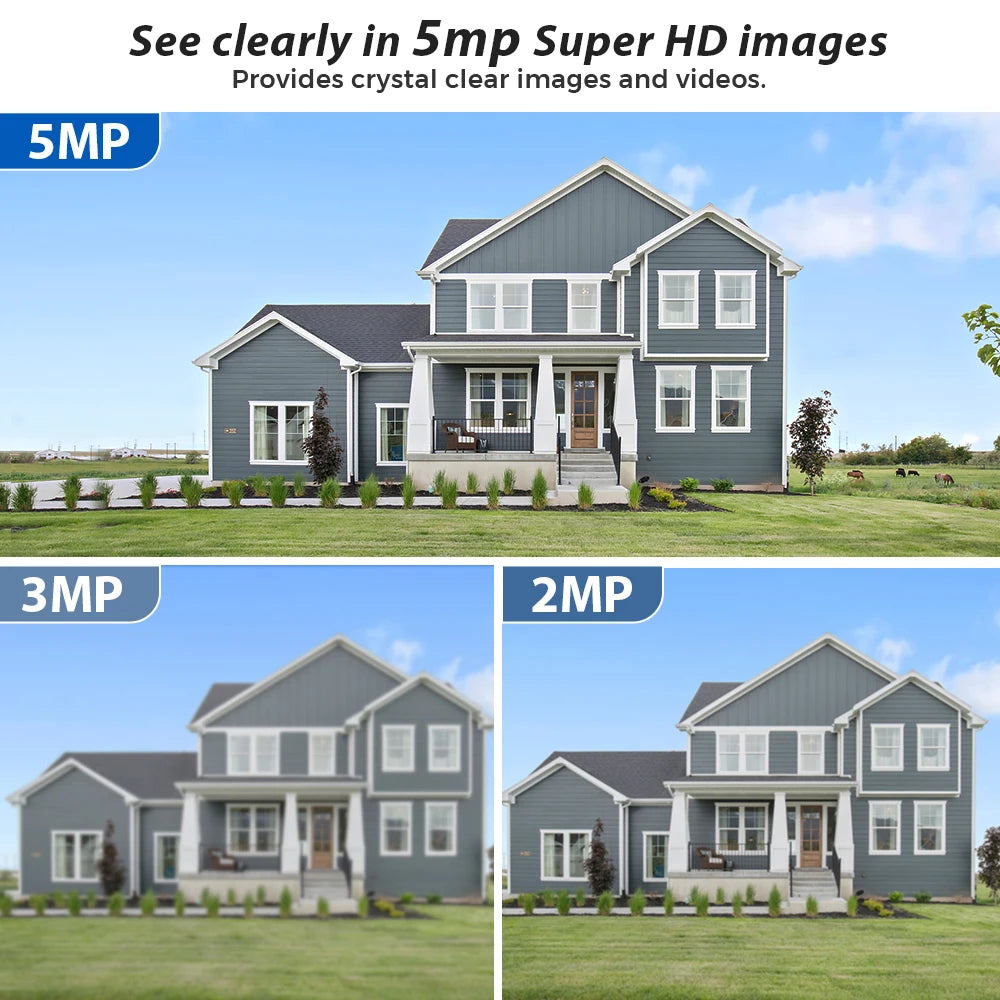 Cámara de vigilancia WiFi exterior inalámbrica HD de 5 MP con panel solar, batería integrada de 7800 mAh y 365 días de autonomía en espera.
