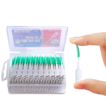 Cepillos interdentales de goma suave (150/200 unidades) para limpieza dental. Herramientas para el cuidado de la higiene bucal.