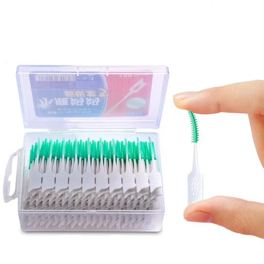 Cepillos interdentales de goma suave (150/200 unidades) para limpieza dental. Herramientas para el cuidado de la higiene bucal.