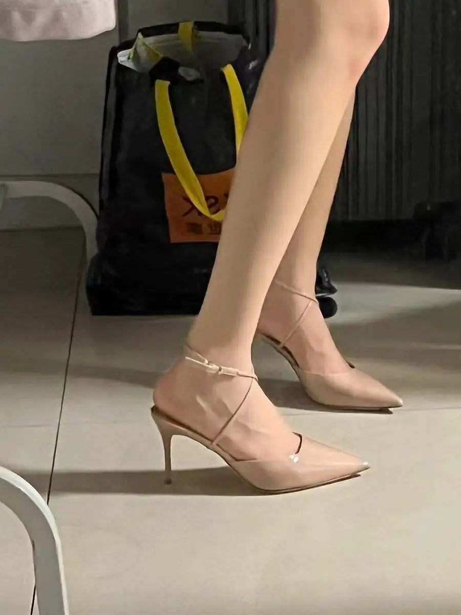 Sandalias de tacón alto con punta fina Ele Sexy para mujer, moda 2025, tacón fino, combinables con todo, punta abierta.