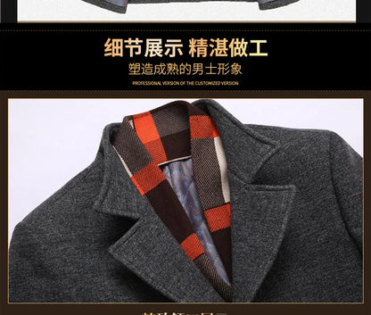 Abrigo de lana grueso con cuello tipo bufanda para hombre, ideal para otoño/invierno. Chaqueta de lana de alta calidad, estilo moderno y corte medio.