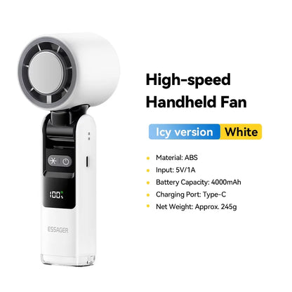 Mini ventilador portátil plegable Essager USB de mano, pantalla digital de 100 velocidades con linterna, refrigeración y refrigeración