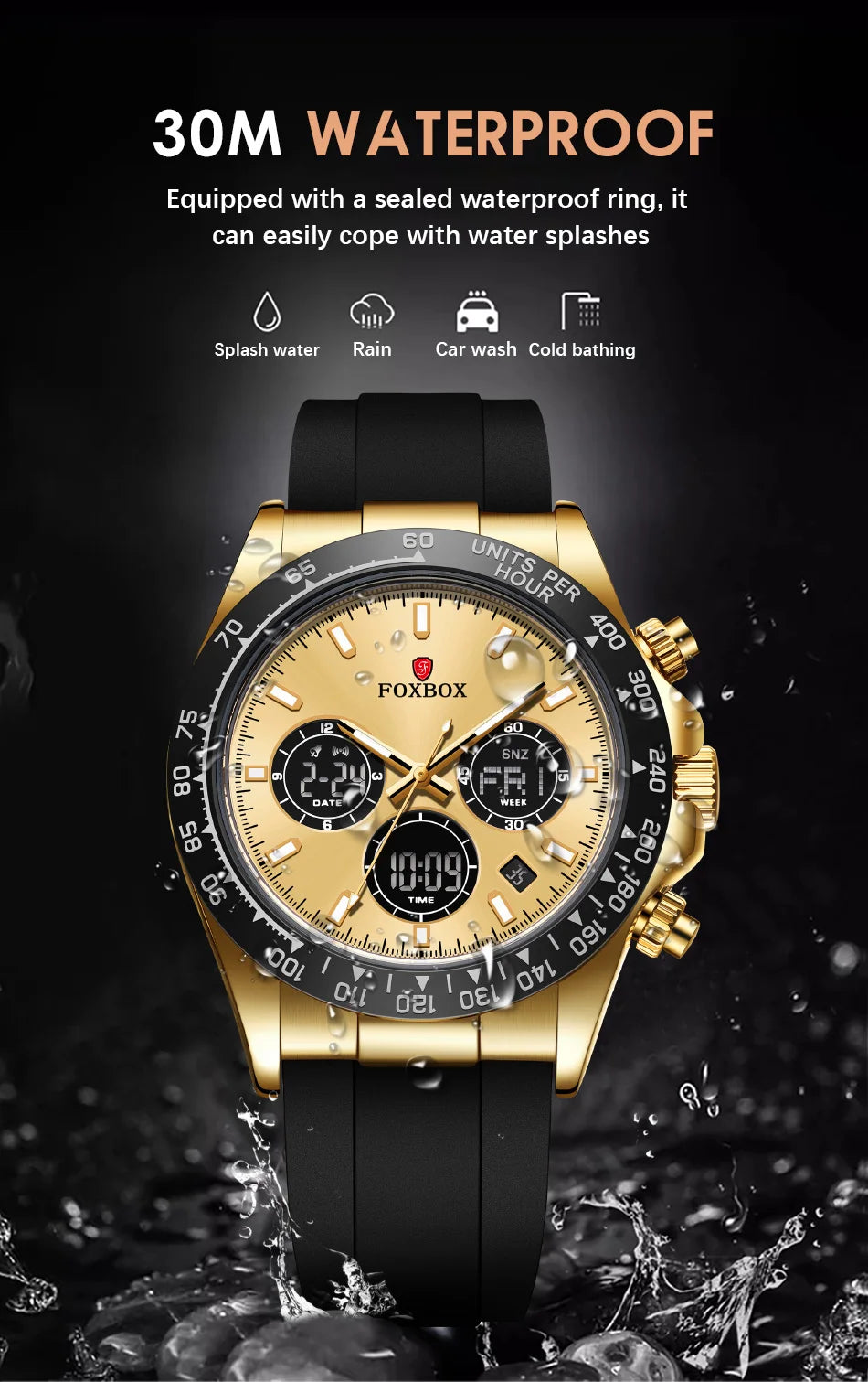 LIGE Reloj de moda para hombre, deportivo militar, con doble pantalla, calendario, relojes de cuarzo, LED luminosos, resistente al agua, cronógrafo, relojes para hombre