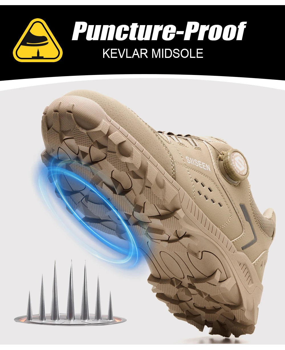 Botas de seguridad con puntera de acero para hombre - Calzado de trabajo resistente a perforaciones, antideslizante y duradero para la construcción y uso industrial en exteriores.